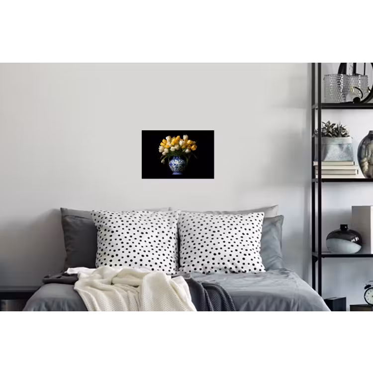 Geel - Tulpen - Vaas - Bloemen Muursticker klein -slaapkamer