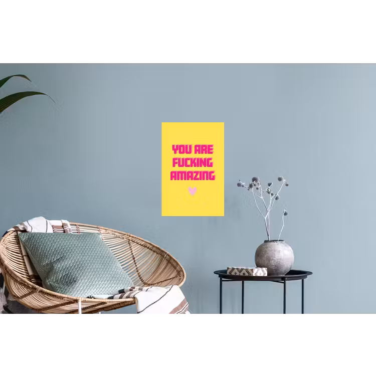 Geel - Valentijn - Tekst Muursticker klein -plant