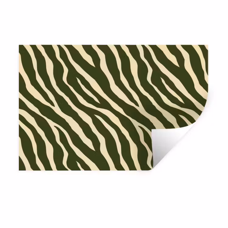 Zebra - Patroon - Groen Muursticker klein 286 -3d