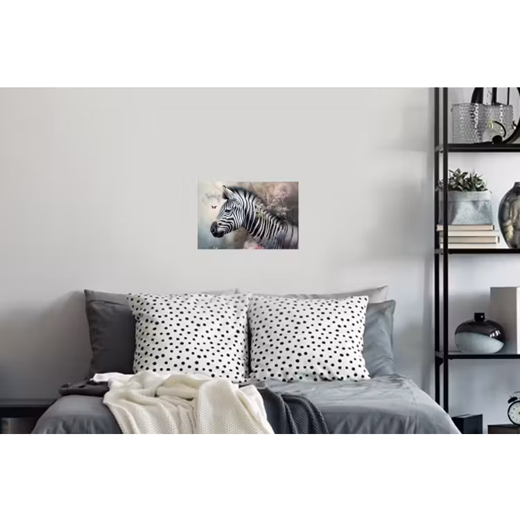 Zebra - Wilde dieren - Vlinder - Bloemen Muursticker klein -slaapkamer