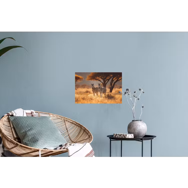 Zebra's - Savannelandschap - Gras Muursticker klein -plant