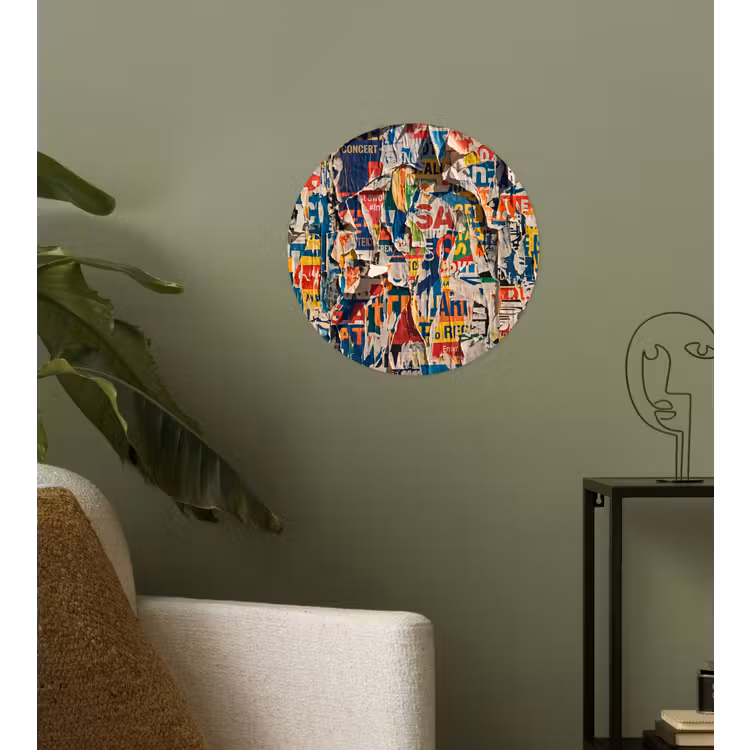 Abstract - Gelaagd papier - Urban - Modern - Kleurrijk Wandcirkel behangsticker klein -sfeer2