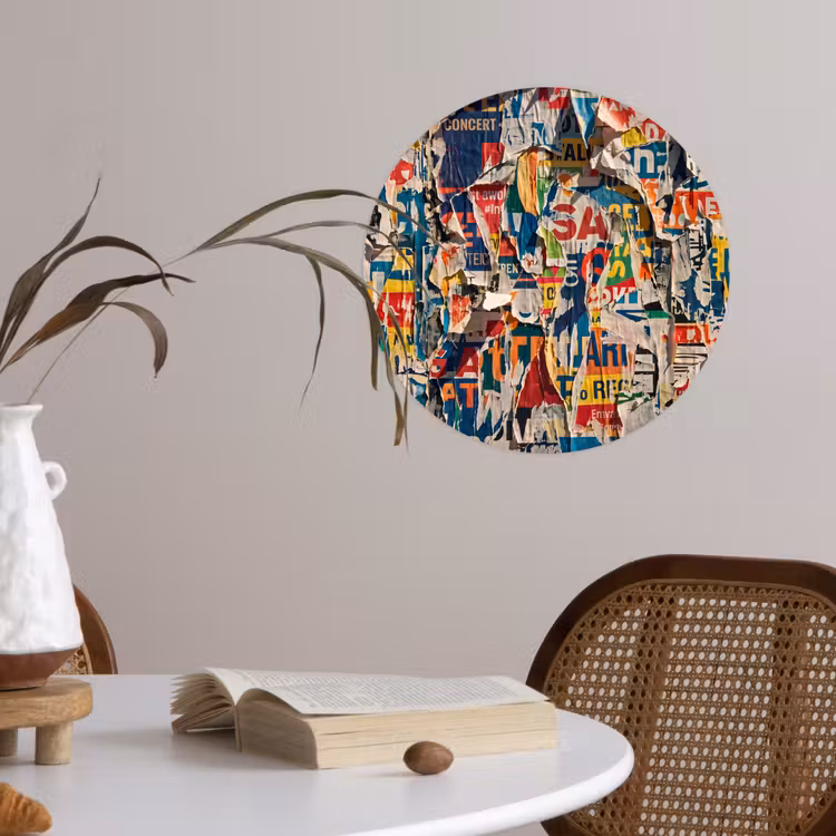 Abstract - Gelaagd papier - Urban - Modern - Kleurrijk Wandcirkel behangsticker klein -sfeer3