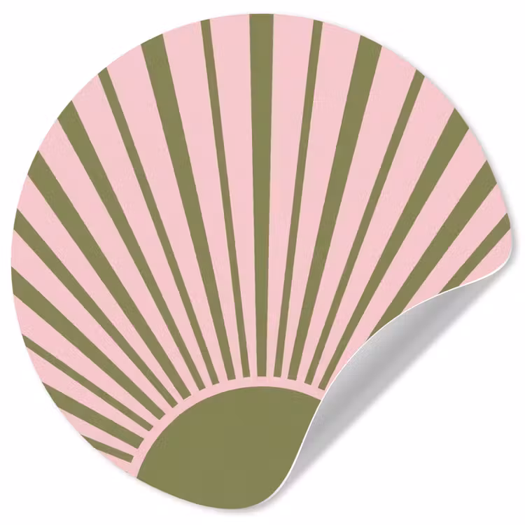 Abstract - Stralen - Grafisch - Roze - Groen Wandcirkel behangsticker klein -3d