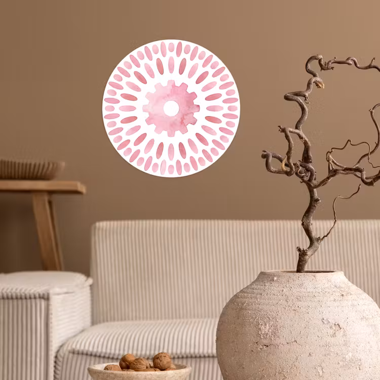 Abstract - Vormen - Patroon - Aquarel - Roze Wandcirkel behangsticker klein -sfeer1