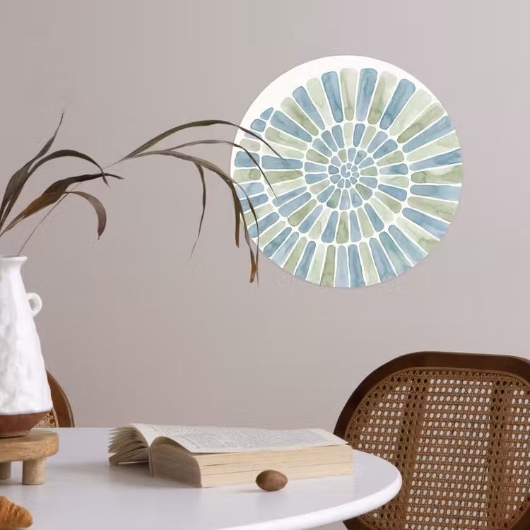 Abstract - Spiraal - Patroon - Modern - Blauw-Groen Wandcirkel behangsticker klein -sfeer3