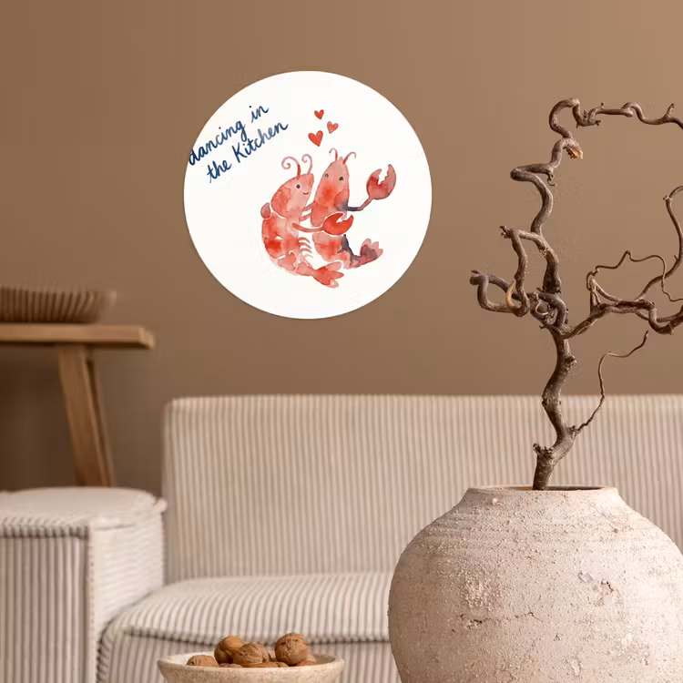 Dier - Dans - Liefde - Waterverf - Rood Wandcirkel behangsticker klein -sfeer1
