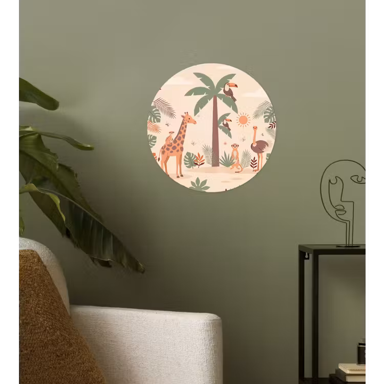 Dieren - Tropisch - Safari - Kleurrijk Wandcirkel behangsticker klein -sfeer2