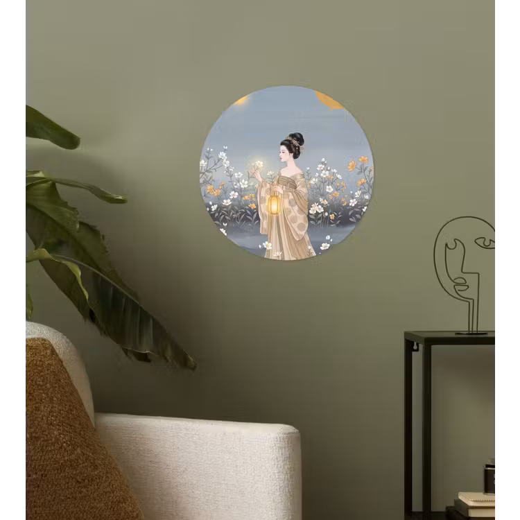 Aziatisch - Vrouw - Kimono Wandcirkel behangsticker klein -sfeer2
