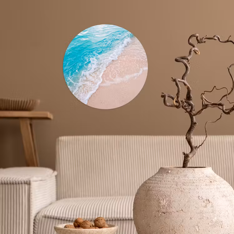 Strand - Zee - Golf - Natuur - Blauw Wandcirkel behangsticker klein -sfeer1