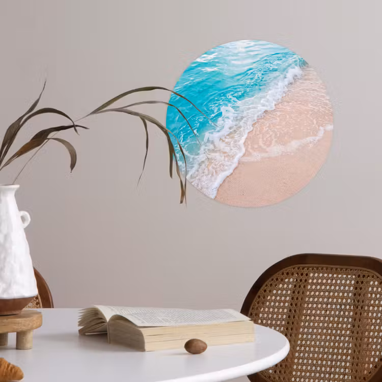 Strand - Zee - Golf - Natuur - Blauw Wandcirkel behangsticker klein -sfeer3