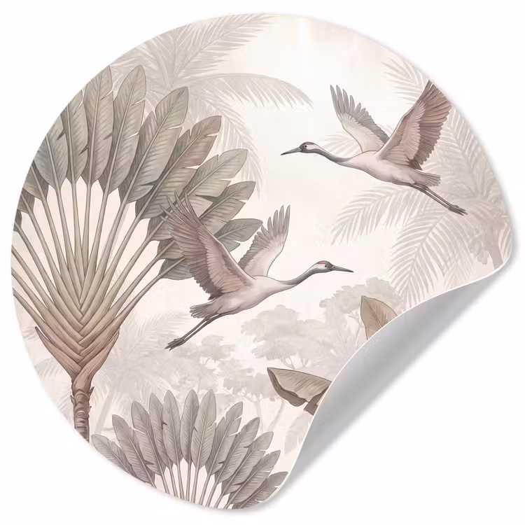 Vogel - Tropisch - Jungle - Natuur - Beige Wandcirkel behangsticker klein -3d