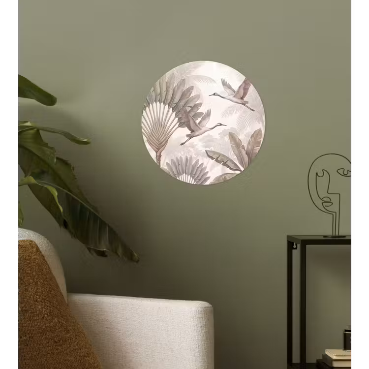 Vogel - Tropisch - Jungle - Natuur - Beige Wandcirkel behangsticker klein -sfeer2