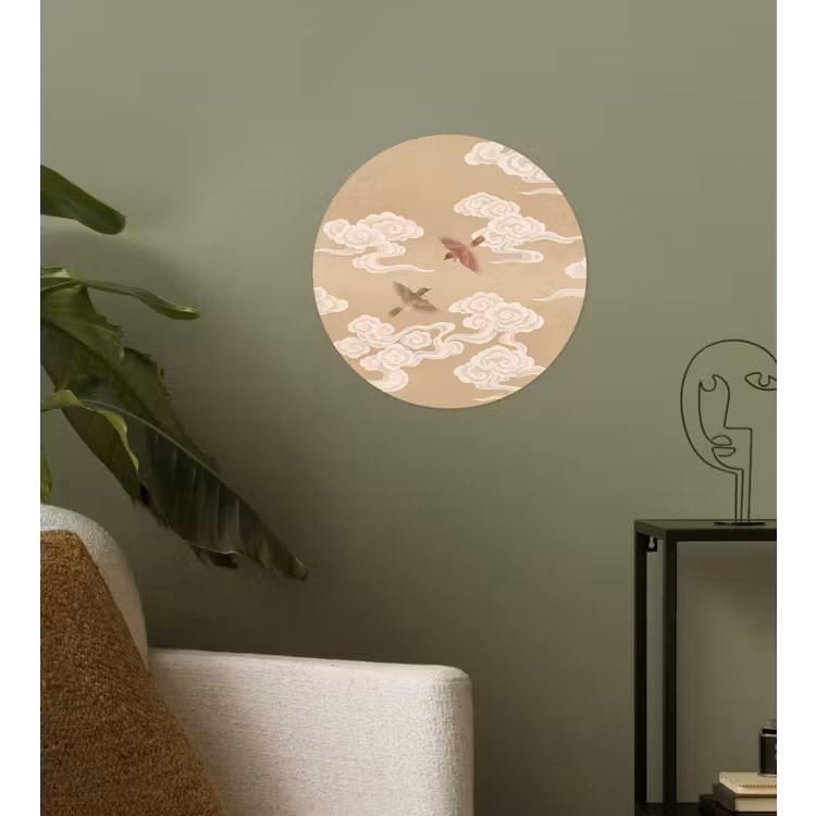 Vogels - Vliegen - Beige Wandcirkel behangsticker klein -sfeer2
