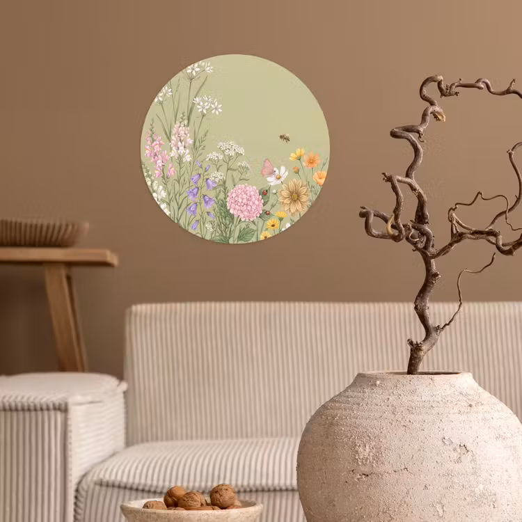 Botanisch - Bloemen - Kleurrijk Wandcirkel behangsticker klein -sfeer1