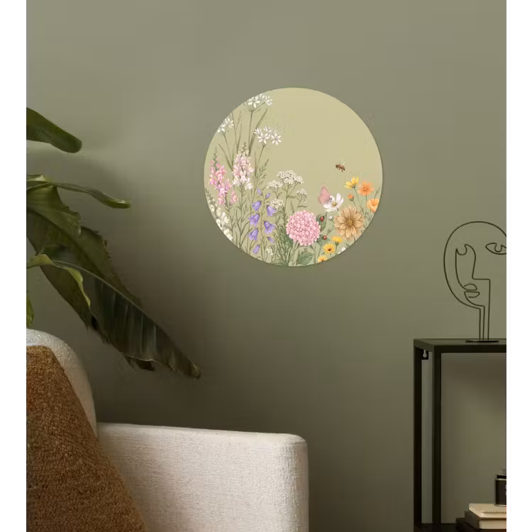 Botanisch - Bloemen - Kleurrijk Wandcirkel behangsticker klein -sfeer2