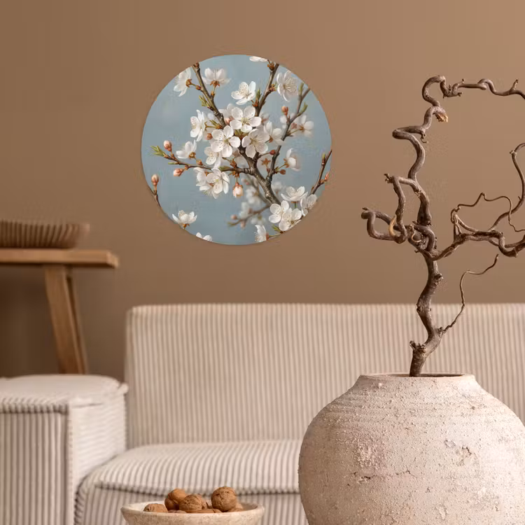 Botanisch - Stilleven - Blauw Wandcirkel behangsticker klein -sfeer1