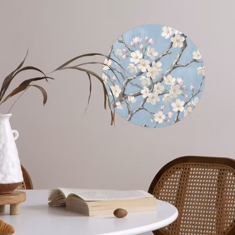Takken - Kersenbloesem - Blauw Wandcirkel behangsticker klein -sfeer3