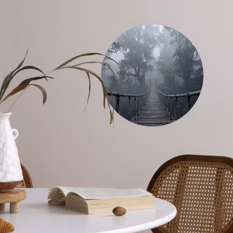 Brug - Jungle - Mist - Natuur Wandcirkel behangsticker klein -sfeer3