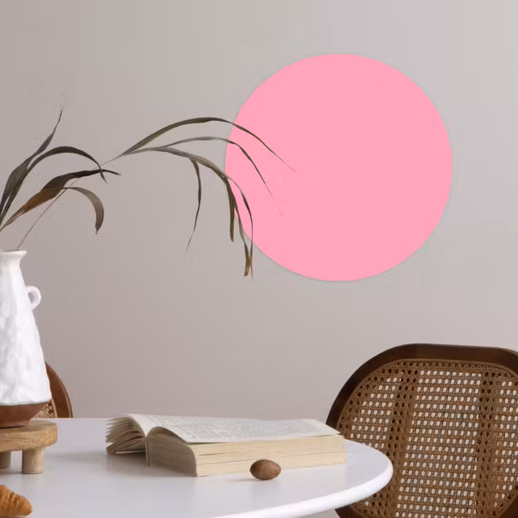Bubblegum - Pink - Roze Wandcirkel behangsticker klein 186 -sfeer3