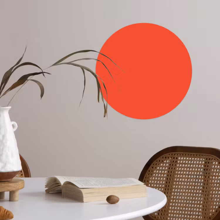 Burnt - Coral - Oranje Wandcirkel behangsticker klein 186 -sfeer3