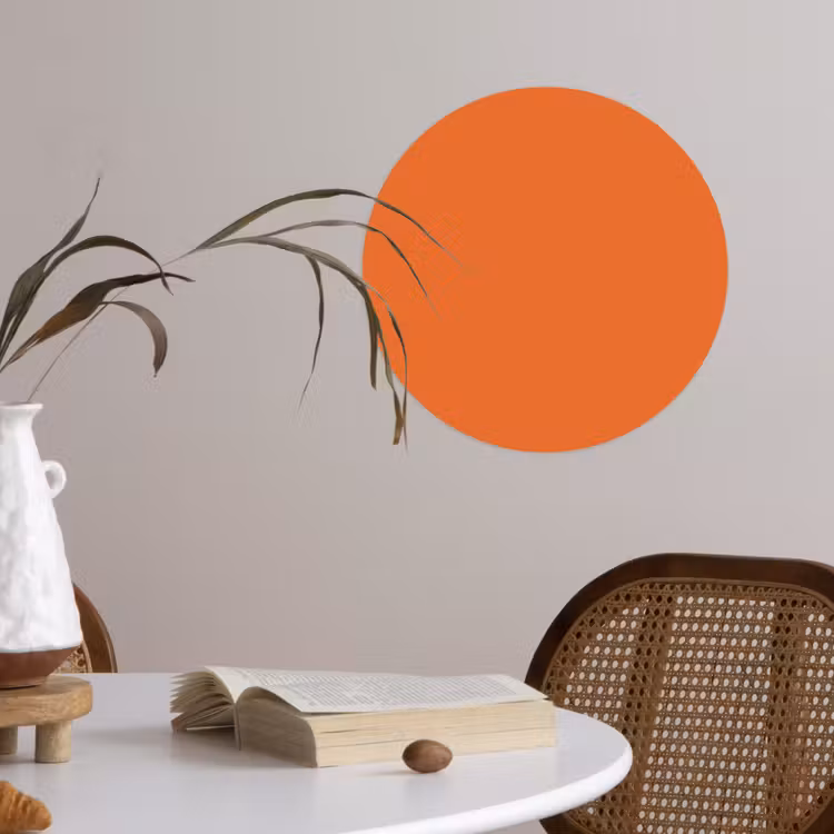 Burnt - Sienna - Oranje Wandcirkel behangsticker klein 186 -sfeer3