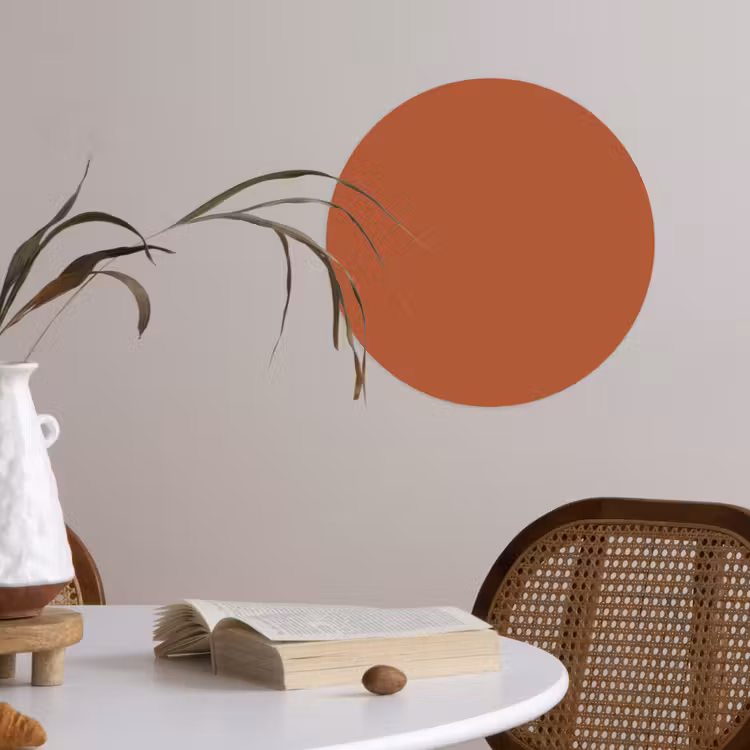 Burnt - Sienna - Oranje Wandcirkel behangsticker klein 186 -sfeer3