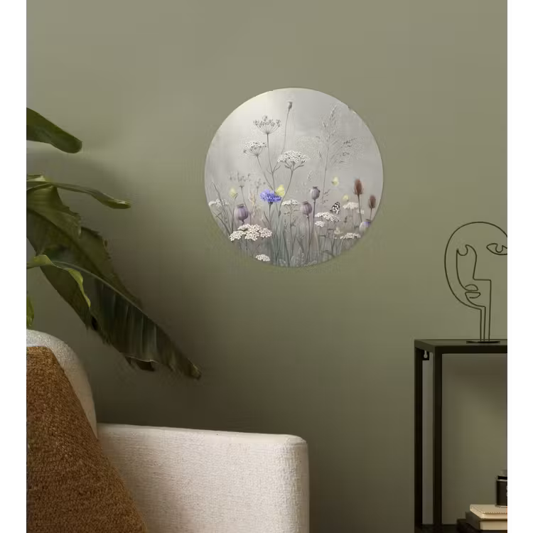Vlinders - Wildbloemen - Illustratie - Kleurrijk Wandcirkel behangsticker klein -sfeer2