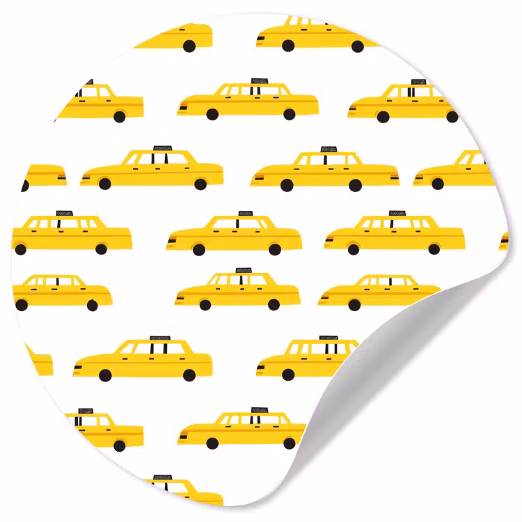 Taxi - Iconisch - Geel Wandcirkel behangsticker klein 186 -3d