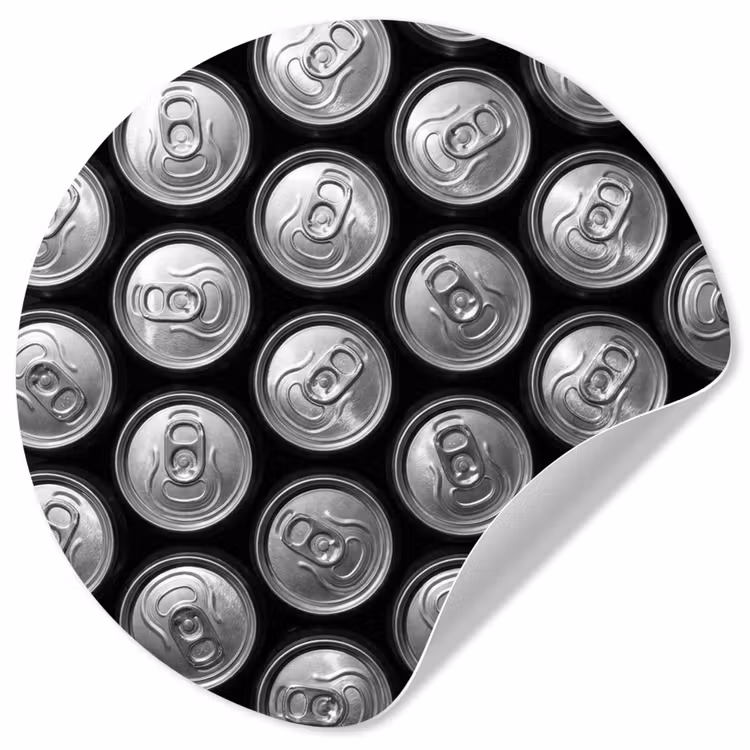 Blikjes - Aluminium - Patroon - Industrieel - Zilver Wandcirkel behangsticker klein -3d