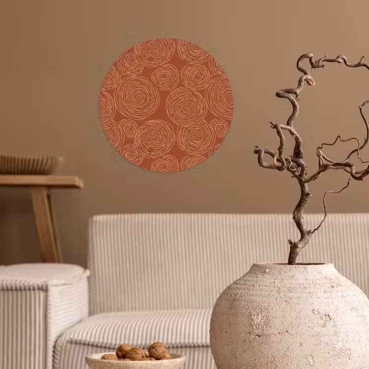 Cirkels - Abstract - Artistiek - Terracotta Wandcirkel behangsticker klein 186 -sfeer1