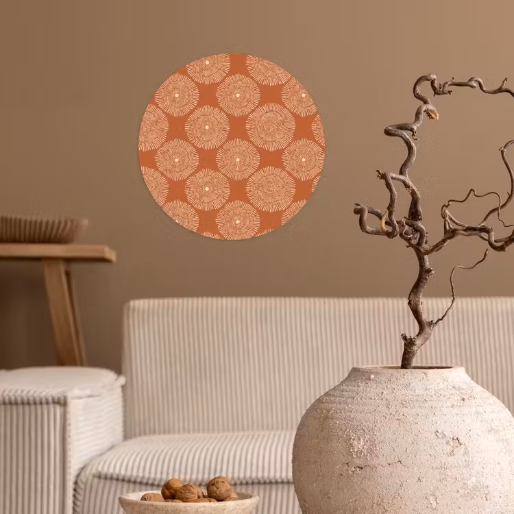 Cirkels - Grafisch - Patroon - Terracotta Wandcirkel behangsticker klein 186 -sfeer1