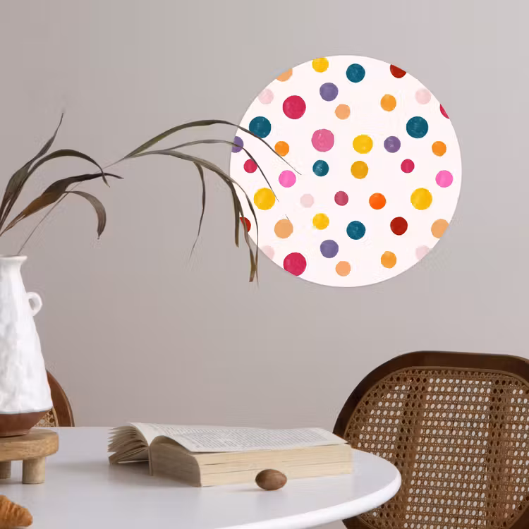 Cirkels - Speels - Kleurrijk Wandcirkel behangsticker klein 186 -sfeer3