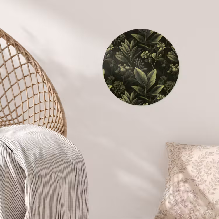 Klassiek - Donker - Botanisch - Planten Wandcirkel behangsticker klein 186 -sfeer4