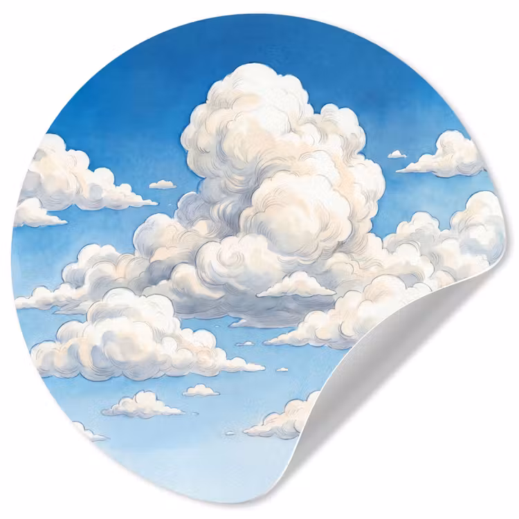 Wolken - Blauwe lucht - Natuur - Modern - Wit Wandcirkel behangsticker klein -3d