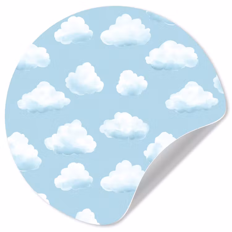 Wolken - Illustratie - Blauw Wandcirkel behangsticker klein 186 -3d
