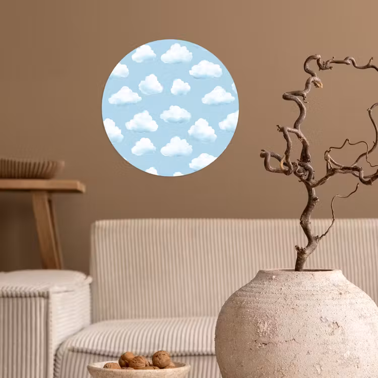 Wolken - Illustratie - Blauw Wandcirkel behangsticker klein 186 -sfeer1