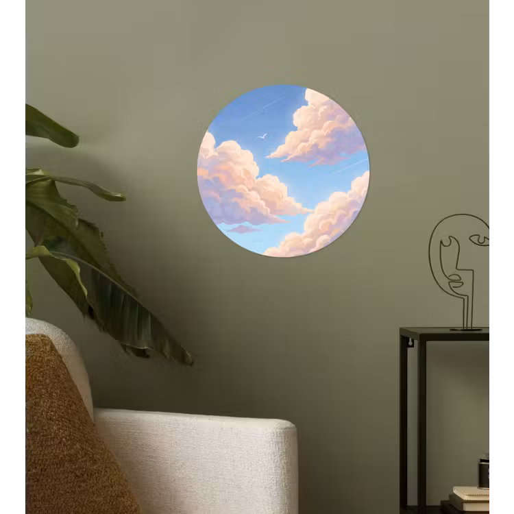 Wolken - Lucht - Natuur - Blauw Wandcirkel behangsticker klein -sfeer2