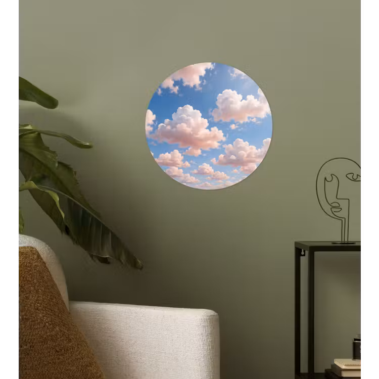 Wolken - Hemel - Natuur - Licht - Blauw Wandcirkel behangsticker klein -sfeer2