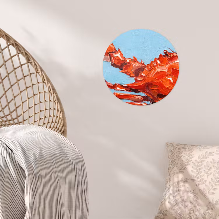 Krab - Zee - Dieren - Abstract - Rood Wandcirkel behangsticker klein -sfeer4