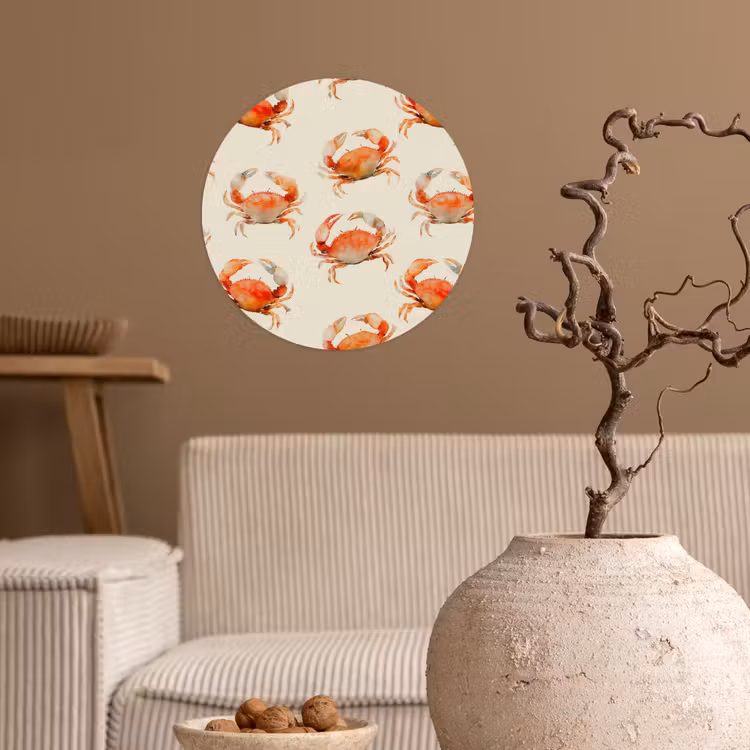 Krabben - Patroon - Oranje Wandcirkel behangsticker klein 186 -sfeer1