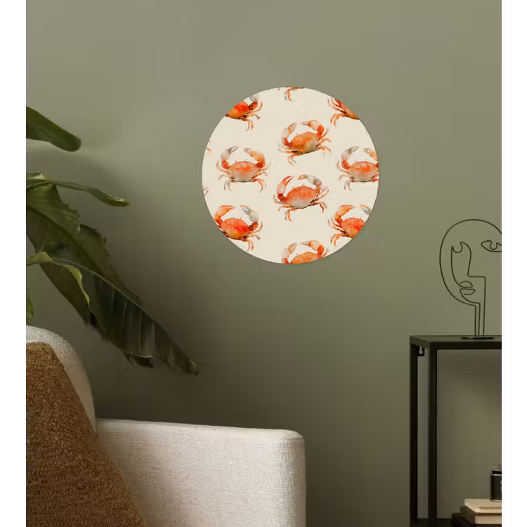 Krabben - Patroon - Oranje Wandcirkel behangsticker klein 186 -sfeer2