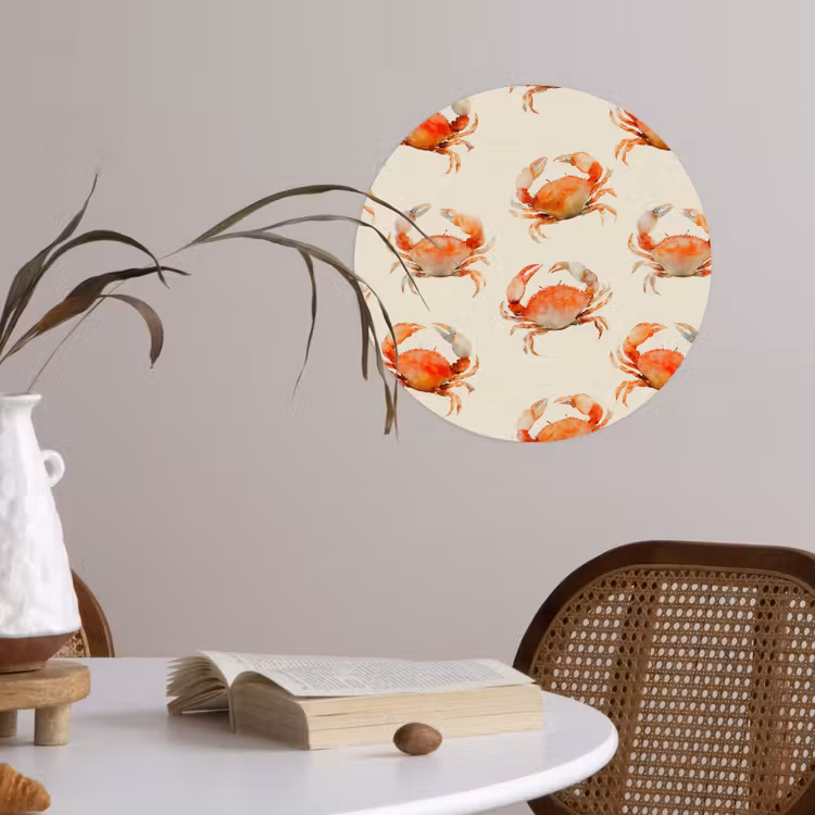 Krabben - Patroon - Oranje Wandcirkel behangsticker klein 186 -sfeer3