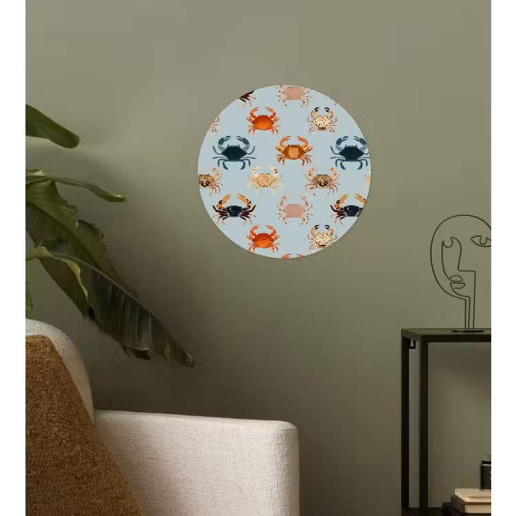 Krabben - Speels - Kleurrijk Wandcirkel behangsticker klein 186 -sfeer2
