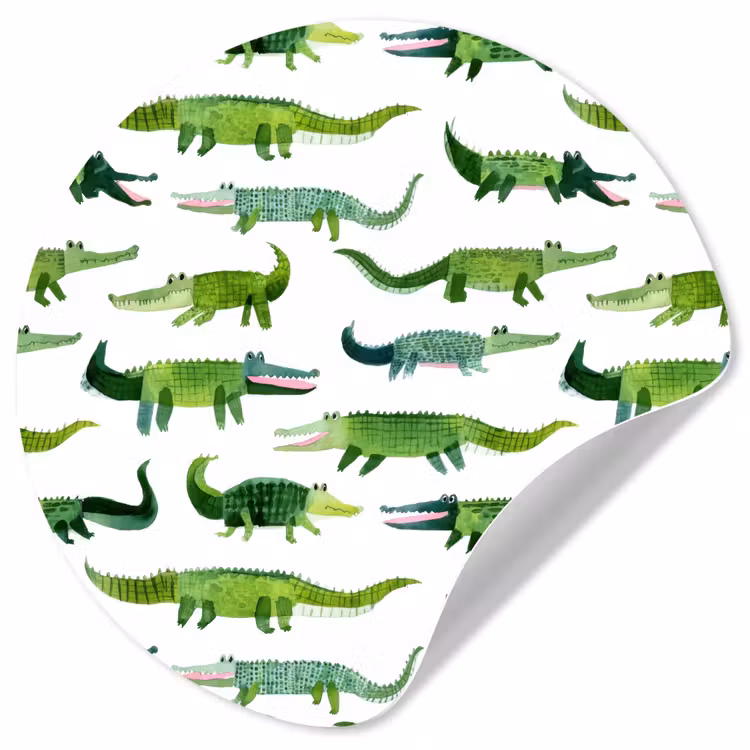 krokodillen - Speels - Groen Wandcirkel behangsticker klein 186 -3d