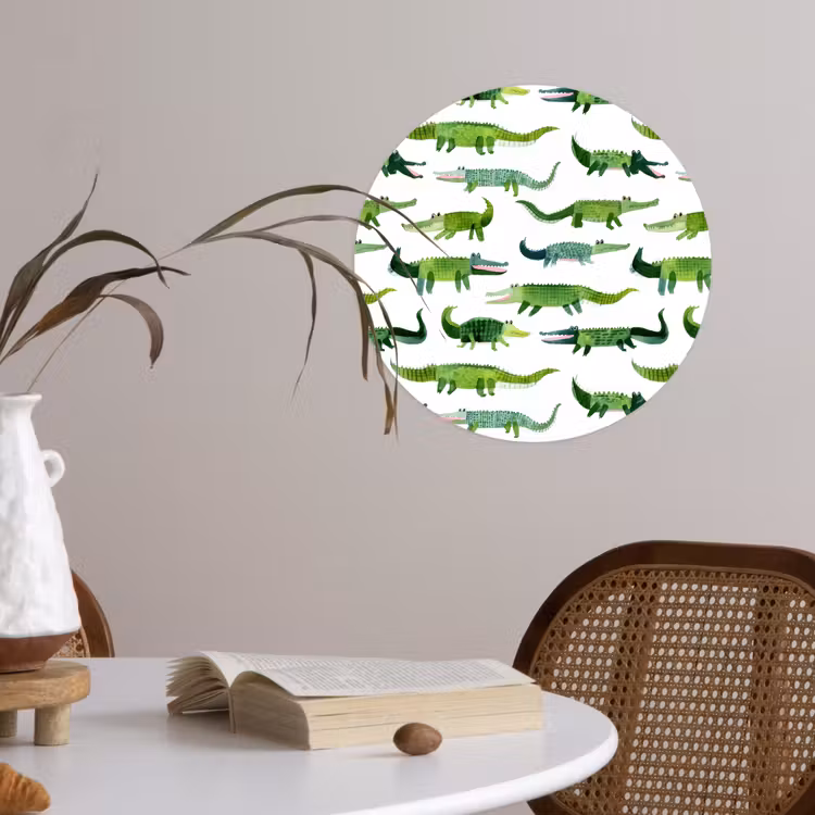 krokodillen - Speels - Groen Wandcirkel behangsticker klein 186 -sfeer3
