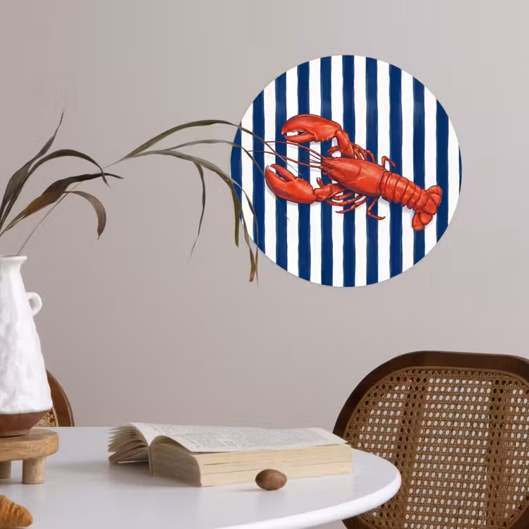 Schaaldier - Kreeft - Marine - Illustratie - Rood Wandcirkel behangsticker klein -sfeer3