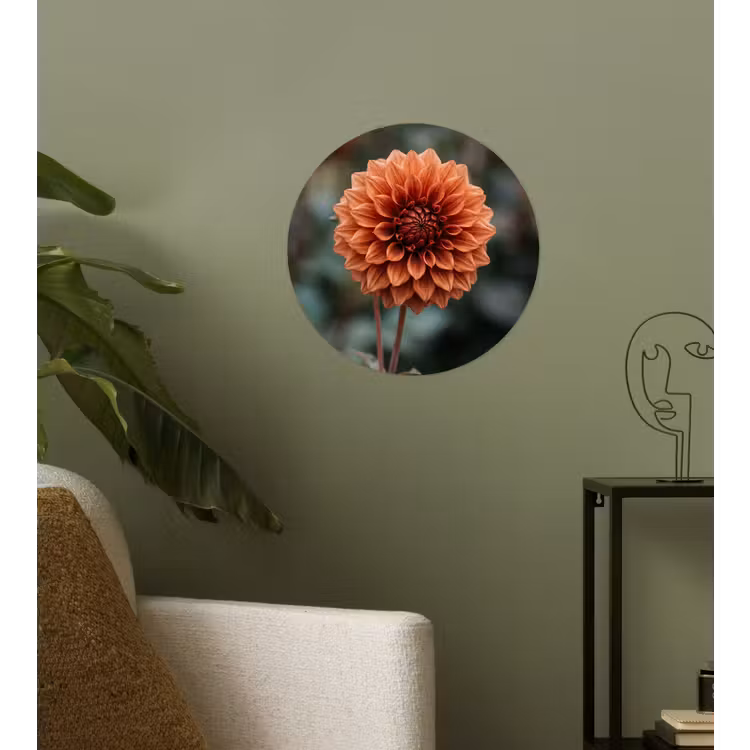 Dahlia - Bloem - Natuur - Sfeervol Wandcirkel behangsticker klein -sfeer2