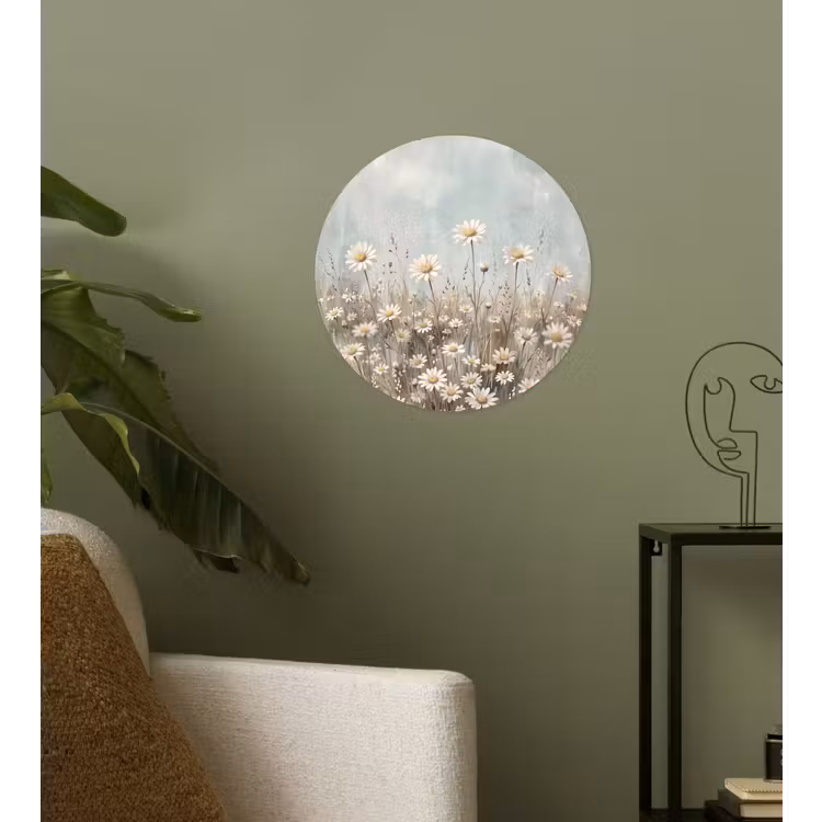 Madelief - Illustratie - Wit Wandcirkel behangsticker klein -sfeer2