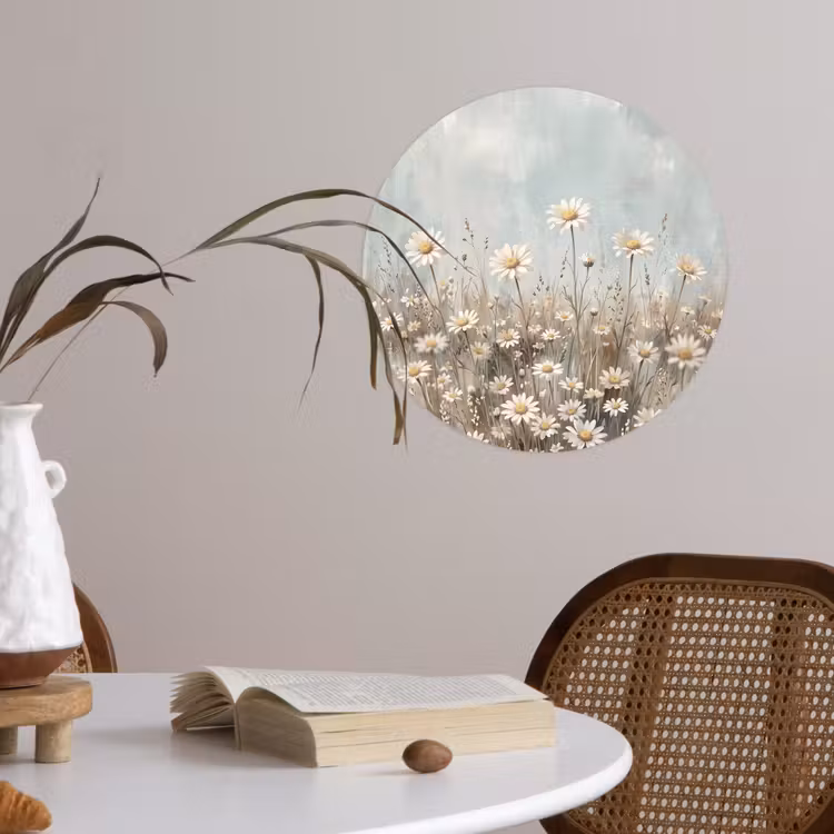 Madelief - Illustratie - Wit Wandcirkel behangsticker klein -sfeer3